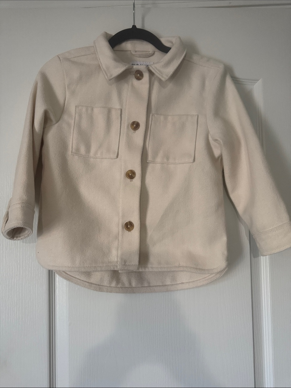 Old Navy Cream Button-Front Shirt Jacket Girls Size 6-7